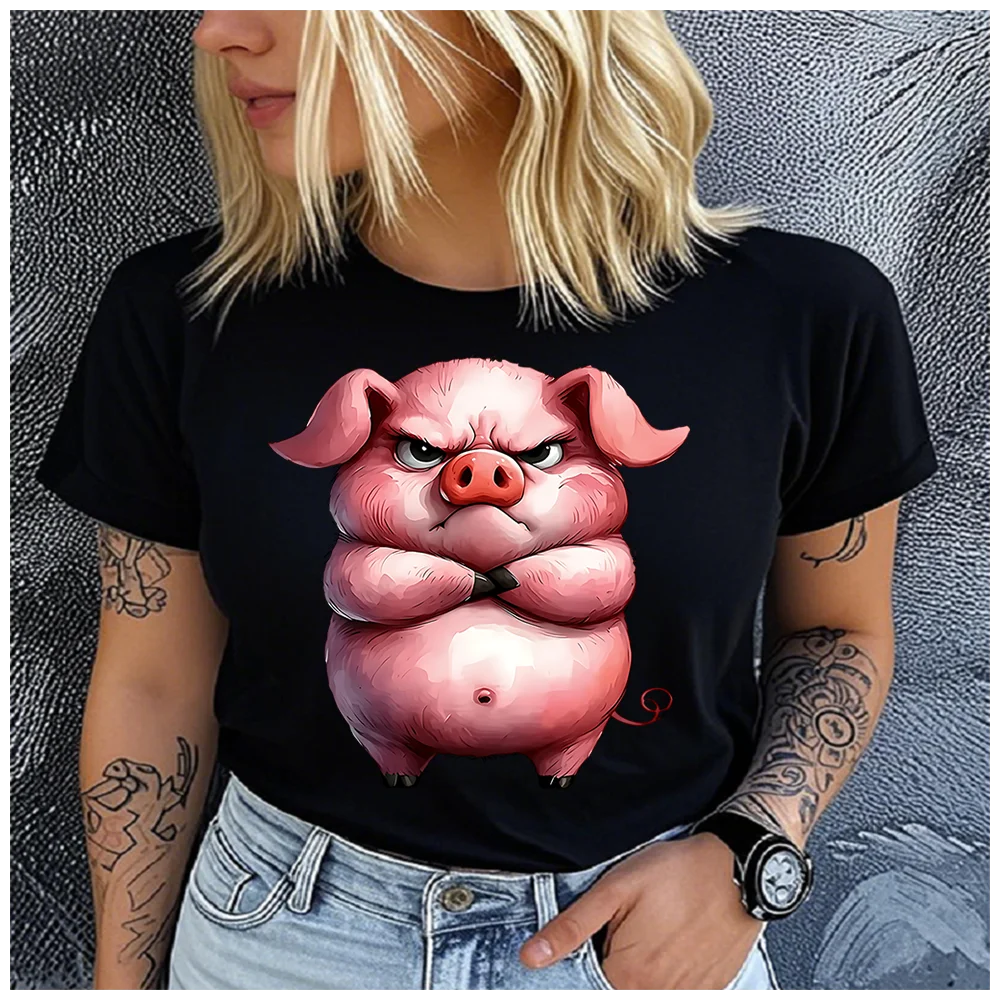 men Women's Cotton 100% Angry Little Fat Pig Print T-shirt Loose round Neck Casual Short Sleeve Fashion Top Clothing Summer
men Women's Cotton 100% Angry Little Fat Pig Print T-shirt Loose round Neck Casual Short Sleeve Fashion Top Clothing Summer