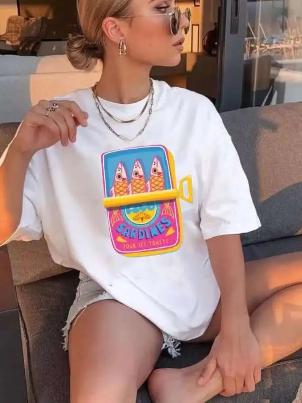 JHYF American Retro Vintage Summer Beach Vacation Fun Little Fish Spicy Girl Loose Short Sleeve T-Shirt Women's Street Style ...
JHYF American Retro Vintage Summer Beach Vacation Fun Little Fish Spicy Girl Loose Short Sleeve T-Shirt Women's Street Style ...