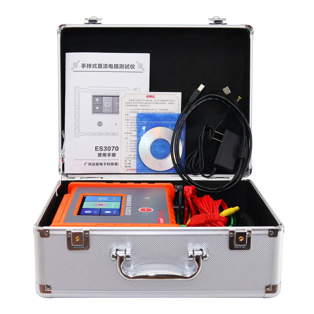 ES3070 DC Winding Resistance Tester Micro Ohm Meter 5A 10A Grounding Continuity Detector Measurement Range 10.0uΩ-50KΩ 
ES3070 DC Winding Resistance Tester Micro Ohm Meter 5A 10A Grounding Continuity Detector Measurement Range 10.0uΩ-50KΩ
