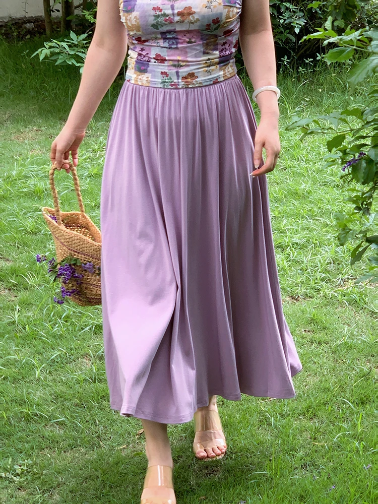 Yuan Ying Purple Taro Elastic Knitted Long Skirt Women's Summer Umbrella Skirt Small Size Midi Skirt High Waist A-Line Skirt
Yuan Ying Purple Taro Elastic Knitted Long Skirt Women's Summer Umbrella Skirt Small Size Midi Skirt High Waist A-Line Skirt