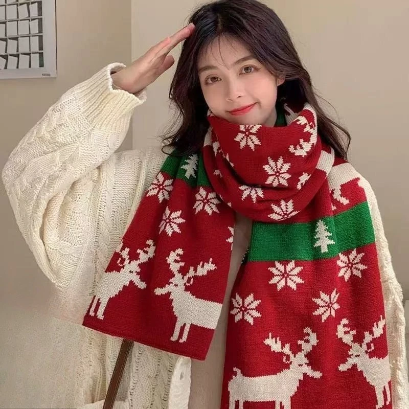 Knitted Scarf for Christmas Elk Women Autumn and Winter Korean Version Versatile Thickened Student Warmth
Knitted Scarf for Christmas Elk Women Autumn and Winter Korean Version Versatile Thickened Student Warmth