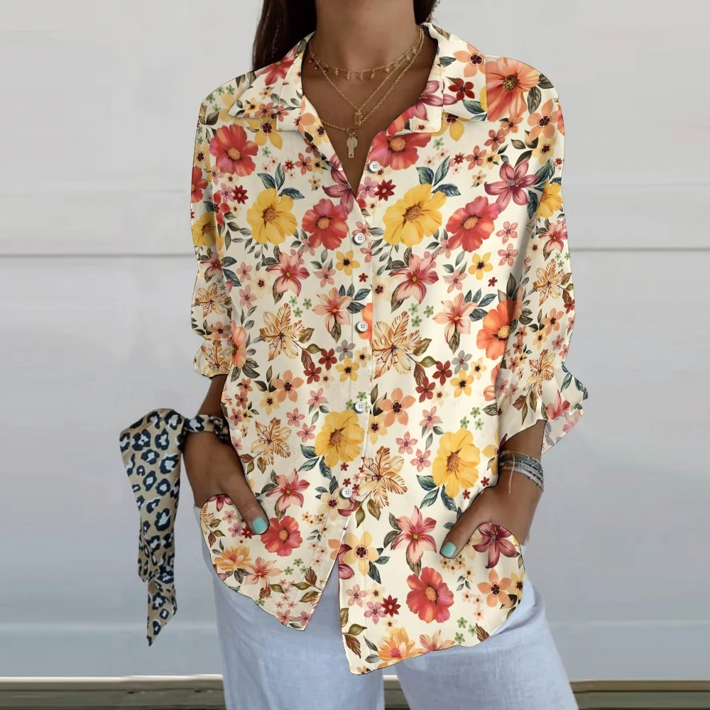 Casual Retro Women's Shirt Contrasting Color Yellow Flower Print High Quality Casual Loose V-Neck New Women's Blouse
Casual Retro Women's Shirt Contrasting Color Yellow Flower Print High Quality Casual Loose V-Neck New Women's Blouse