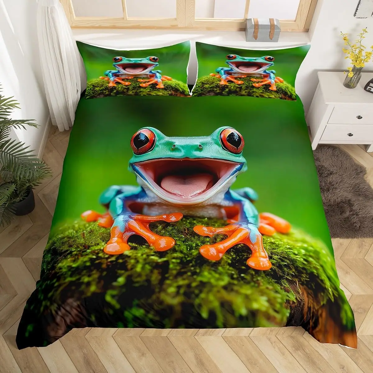Frog Duvet Cover Tropical Amphibian Bedding Set Wild Animal Comforter Cover for Boys Girls Tropical Nature Theme Bedspread Cover
Frog Duvet Cover Tropical Amphibian Bedding Set Wild Animal Comforter Cover for Boys Girls Tropical Nature Theme Bedspread Cover