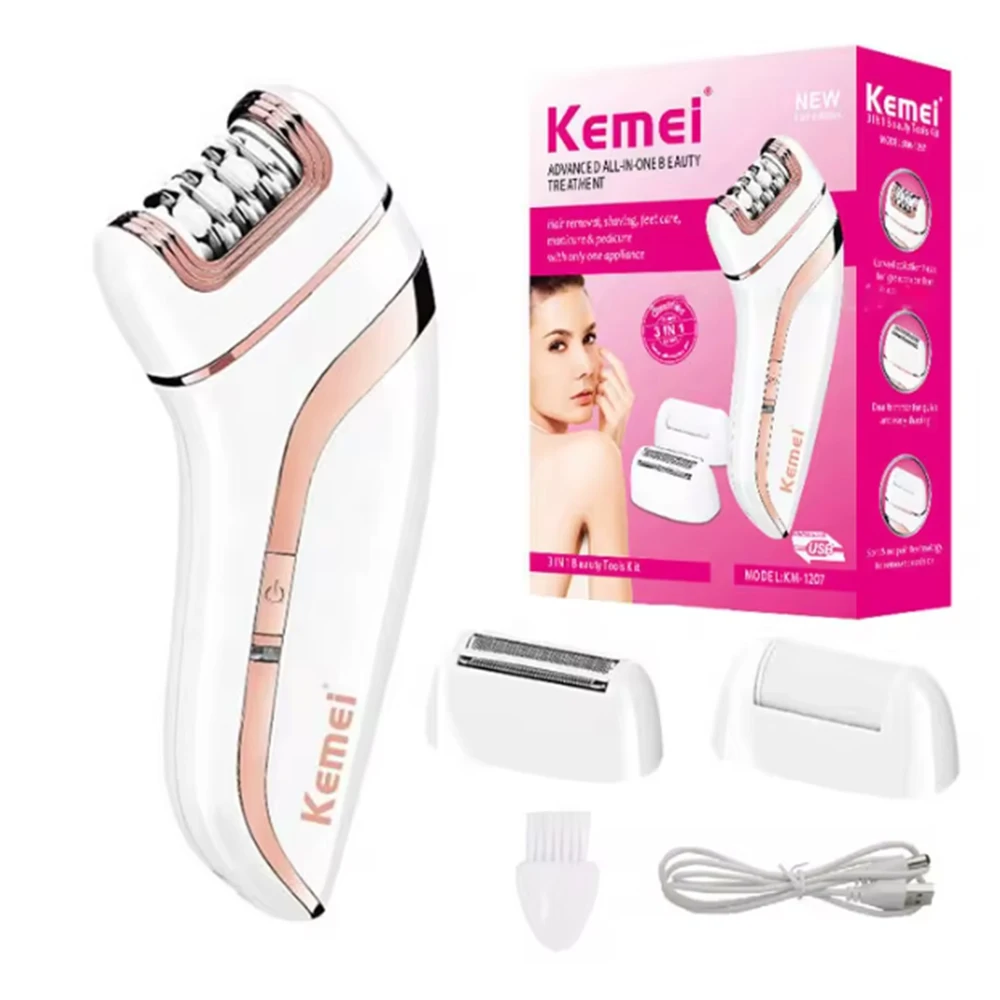 Оригинальный эпилятор Kemei 3 в 1, электрический эпилятор для лица и тела, женские ноги, бикини, ноги, руки, подмышки, эпилятор, перезаряжаемый.
Оригинальный эпилятор Kemei 3 в 1, электрический эпилятор для лица и тела, женские ноги, бикини, ноги, руки, подмышки, эпилятор, перезаряжаемый.
