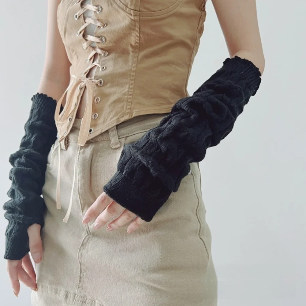 New Long Arm Warmer Gloves Cold Proof Solid Color Warm Arm Sleeve Knitted Fingerless Gloves Women
New Long Arm Warmer Gloves Cold Proof Solid Color Warm Arm Sleeve Knitted Fingerless Gloves Women