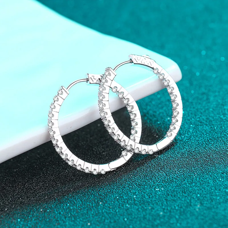 2.88CT Full Moissanite Hoop Earrings for Women Original 925 Sterling Silver Lady's Diamond Hoop Earrings
2.88CT Full Moissanite Hoop Earrings for Women Original 925 Sterling Silver Lady's Diamond Hoop Earrings