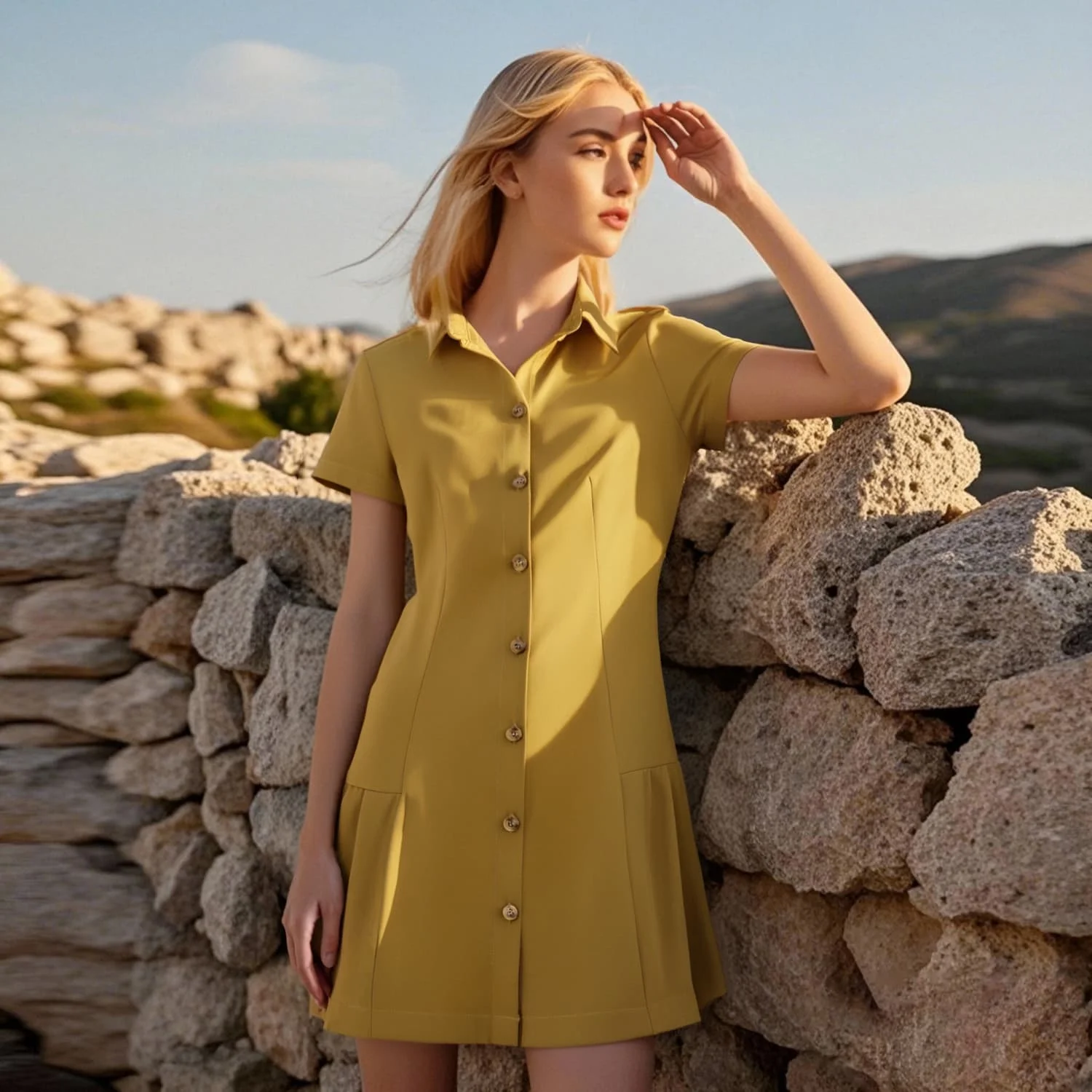 2025 Myst&Za women's summer new dress POLO collar shirt style single breasted waist cinched commuting mini skirt
2025 Myst&Za women's summer new dress POLO collar shirt style single breasted waist cinched commuting mini skirt