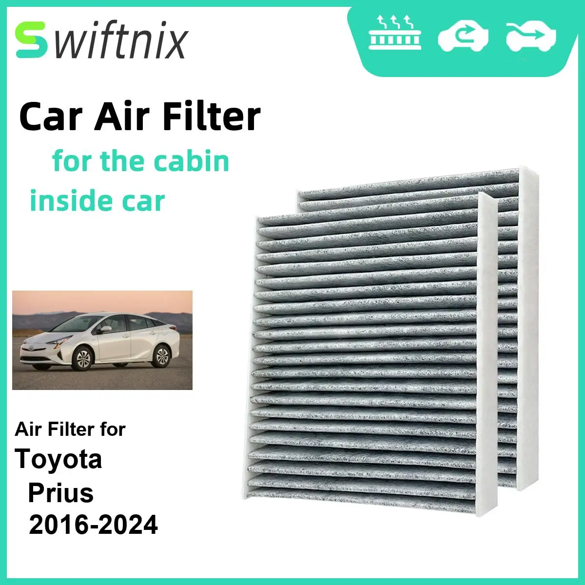 Воздушный фильтр с активированным углем для Toyota Prius 2016-2024 CF12157 87139-0E040 87139-0R030 97139-58010, 2 шт.
Воздушный фильтр с активированным углем для Toyota Prius 2016-2024 CF12157 87139-0E040 87139-0R030 97139-58010, 2 шт.