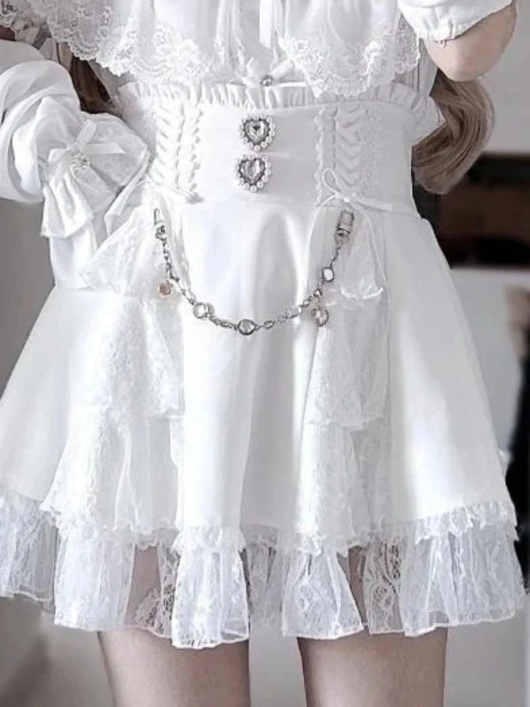 High Quality Cute Lolita Style Mini Skirt Women Elegant Lace Bandage Party Cake Skirts Japanese Gothic Y2k Metal Buckle Skirt
High Quality Cute Lolita Style Mini Skirt Women Elegant Lace Bandage Party Cake Skirts Japanese Gothic Y2k Metal Buckle Skirt