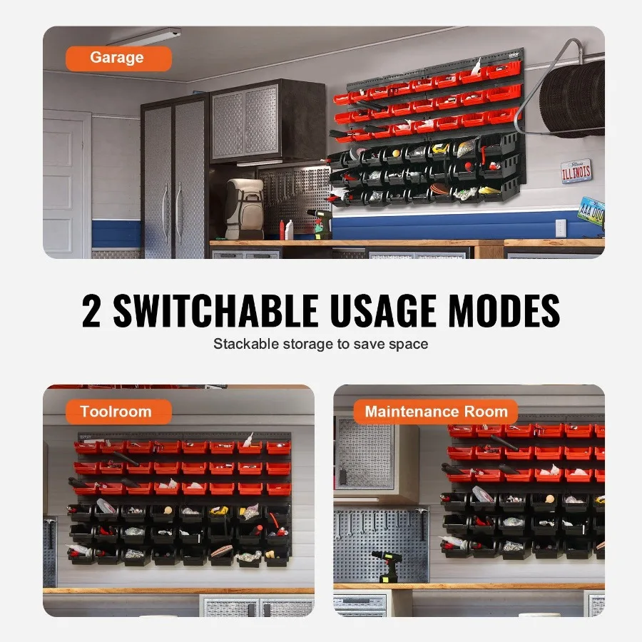 Wall Mounted Storage Bins 48-Bin Parts Rack Organizer Garage Plastic Shop Tool with Wall Panels for Nuts Bolts Screws Nails Bea
Wall Mounted Storage Bins 48-Bin Parts Rack Organizer Garage Plastic Shop Tool with Wall Panels for Nuts Bolts Screws Nails Bea