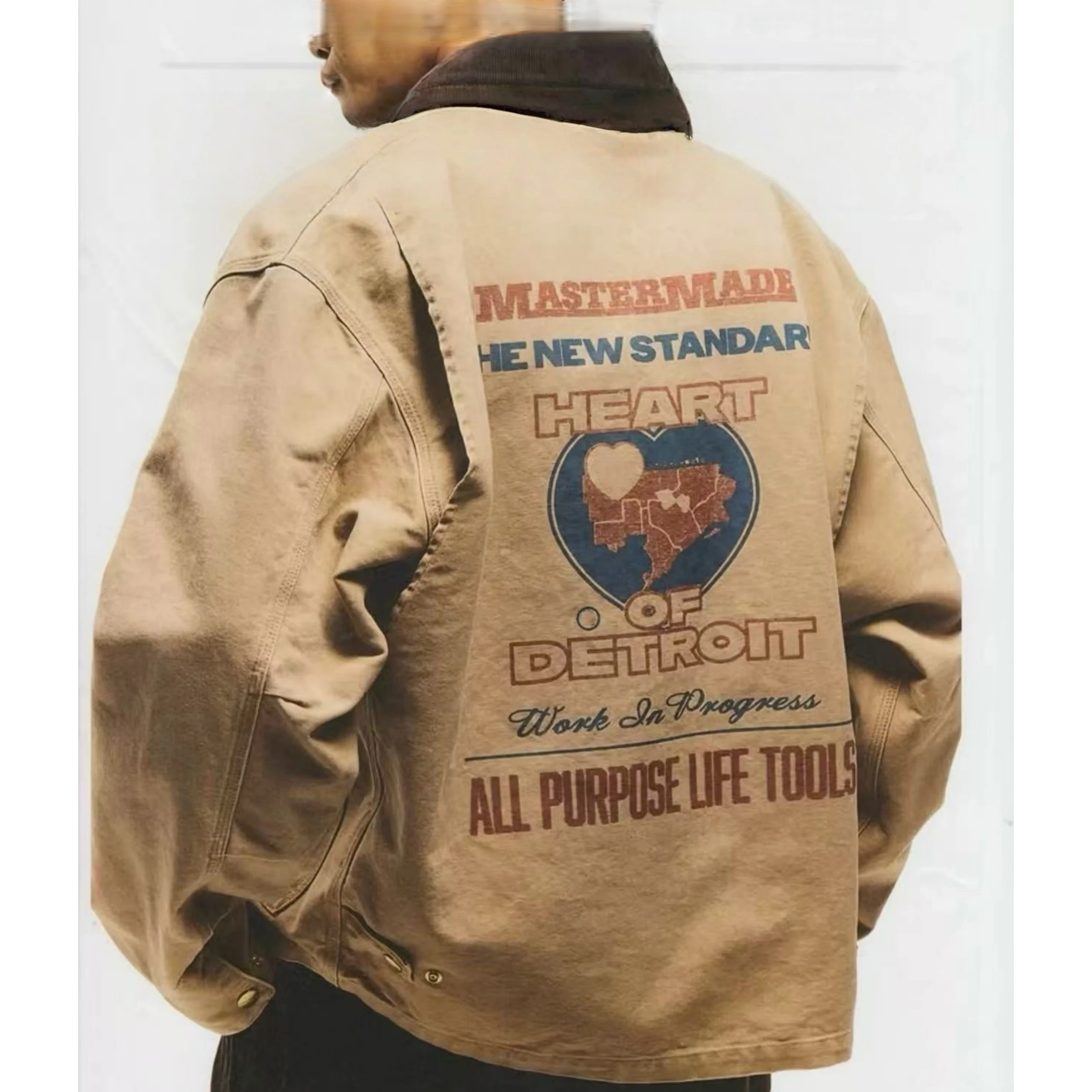 Retro Workwear Jaet Zipper Collar Heart Pattern Kaha Sle Men's Coat Long Sve Loose Fit Winter Season Couples Jaet
Retro Workwear Jaet Zipper Collar Heart Pattern Kaha Sle Men's Coat Long Sve Loose Fit Winter Season Couples Jaet