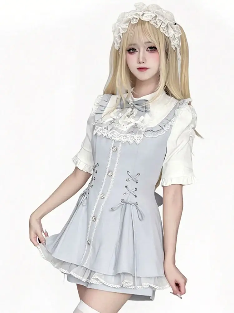 Sweet Lolita Style Lace Trim Dress Women's Skirt Waist Cinched Short Dress Japanese Girl's Fashion Summer Collection
Sweet Lolita Style Lace Trim Dress Women's Skirt Waist Cinched Short Dress Japanese Girl's Fashion Summer Collection