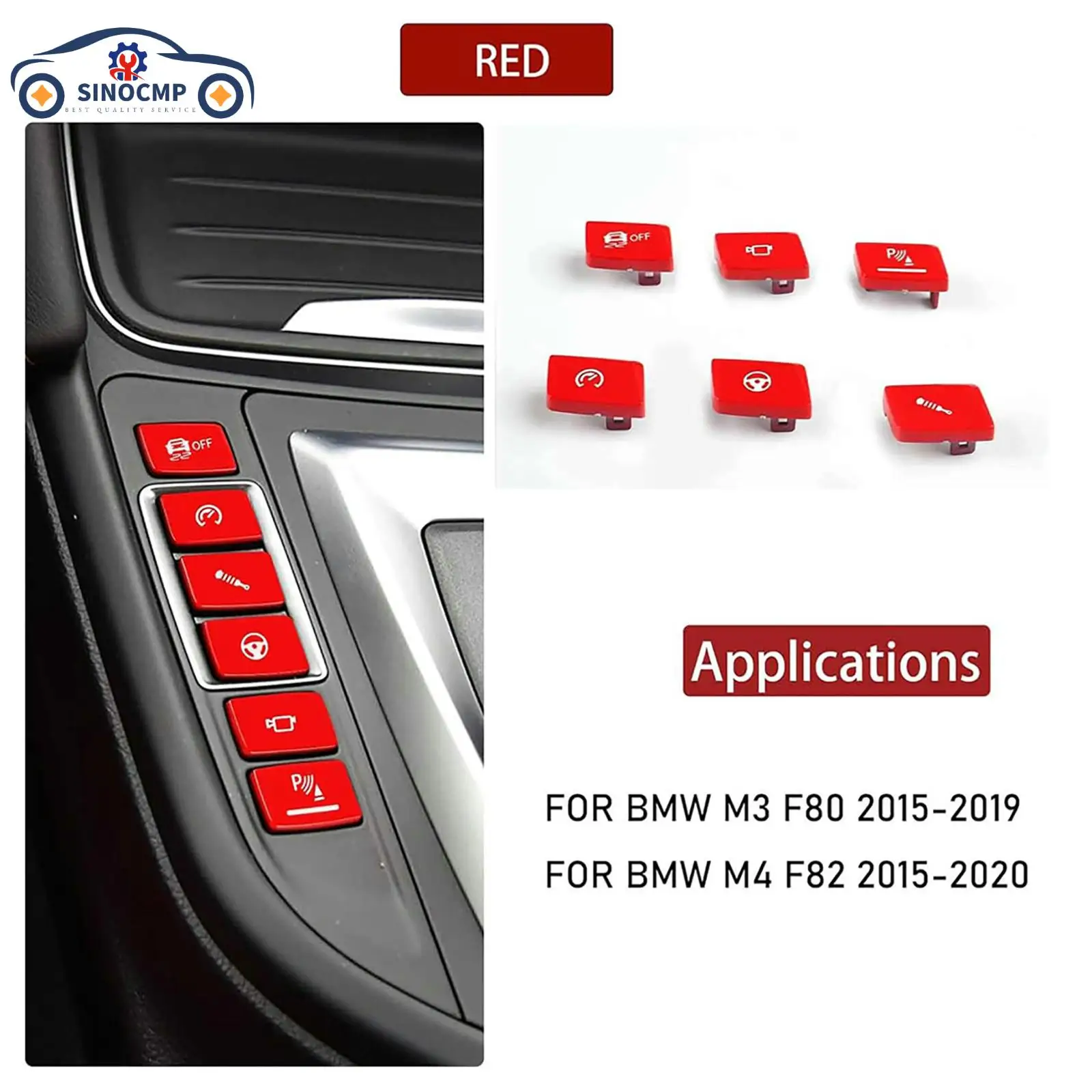 SINOCMP 6PCS Shift Button Cover Trim Interior Trim Set For BMW M3 F80 M4 F82 2015-2010 Car Interior Accessories Red
SINOCMP 6PCS Shift Button Cover Trim Interior Trim Set For BMW M3 F80 M4 F82 2015-2010 Car Interior Accessories Red