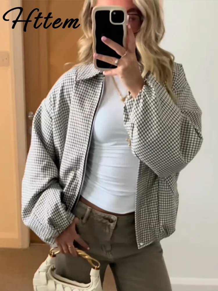 Elegant Plaid Print Women Coat Casual Long Sleeve Turn-down Collar Zippers Pocket Lady Jacket 2025 Autumn Female Outwear New
Elegant Plaid Print Women Coat Casual Long Sleeve Turn-down Collar Zippers Pocket Lady Jacket 2025 Autumn Female Outwear New