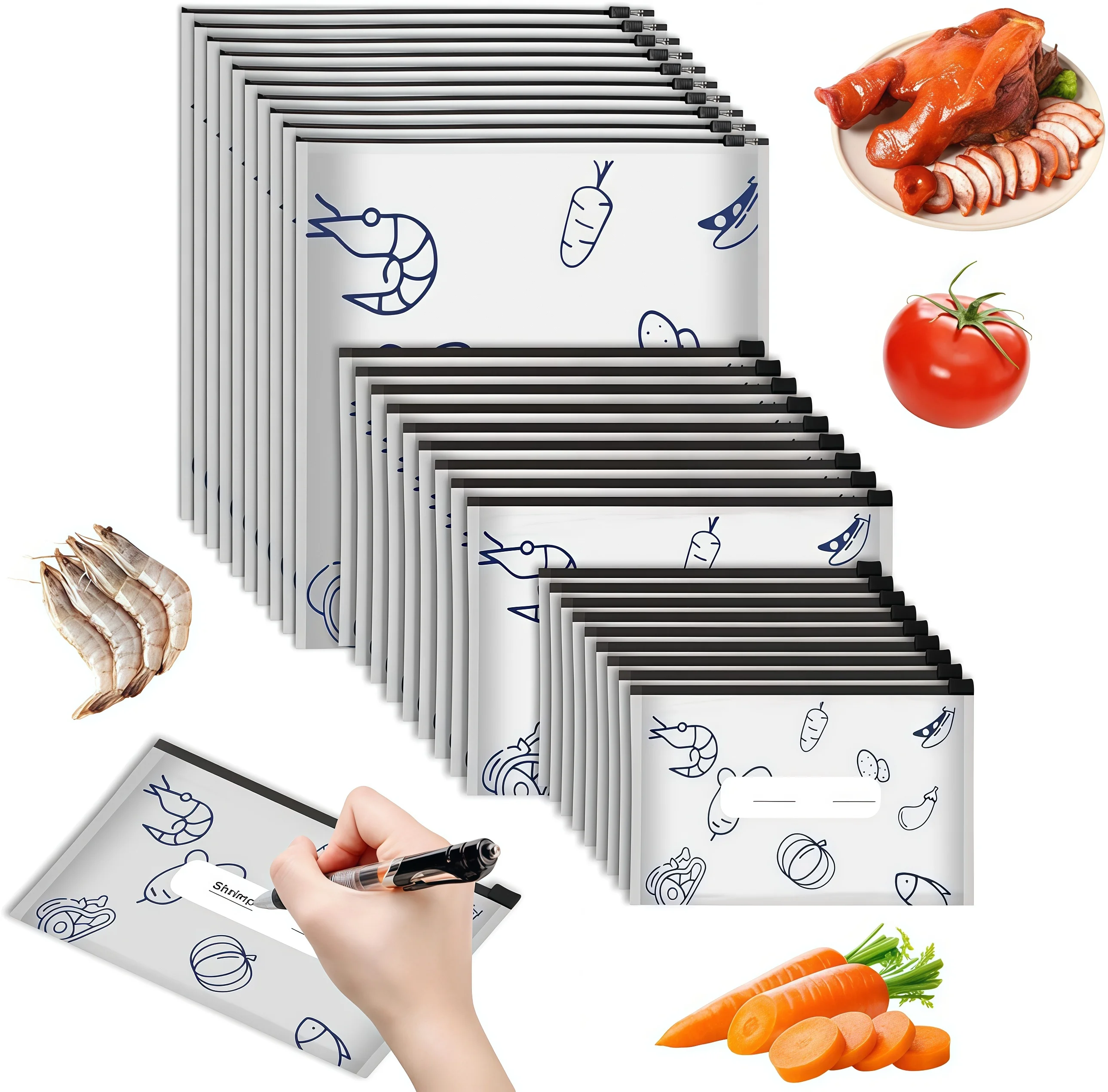 30pcs (large+medium+small) aluminum foil food storage bag, leak proof zipper design, reusable, washable, food storage, space saving, leak proof, and light blocking thick container, suitable for refrigerators, travel, snacks, and meat
30pcs (large+medium+small) aluminum foil food storage bag, leak proof zipper design, reusable, washable, food storage, space saving, leak proof, and light blocking thick container, suitable for refrigerators, travel, snacks, and meat