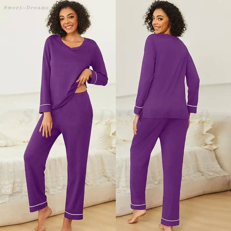 Women 2PCS Pajamas Set Autumn Winter Long Sleeves Sleepwear V-Neck Top Trouser Pyjama Pour Femme Loose Casual Home Clothes
Women 2PCS Pajamas Set Autumn Winter Long Sleeves Sleepwear V-Neck Top Trouser Pyjama Pour Femme Loose Casual Home Clothes