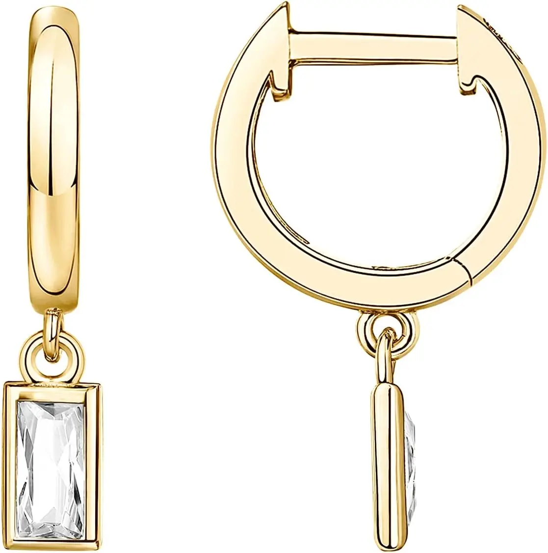 Gold Plated Huggie Earrings with Charms for Women - Dainty Drop Hoops with Cubic Zirconia - Lightweight Sterling Silver Posts
Gold Plated Huggie Earrings with Charms for Women - Dainty Drop Hoops with Cubic Zirconia - Lightweight Sterling Silver Posts