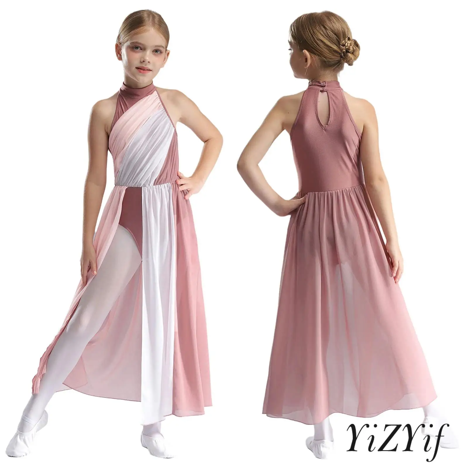 Girls Color Block Modern Lyrical Dancewear Performance Keyhole Back Split Overlay Long Gown Contemporary Ballroom Dance Dresses
Girls Color Block Modern Lyrical Dancewear Performance Keyhole Back Split Overlay Long Gown Contemporary Ballroom Dance Dresses