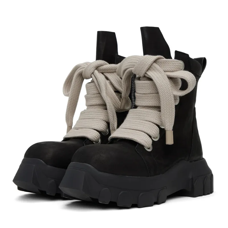 Men's High Top Shoes Platform Sneakers Leather Jumbo Lace Up Chunky Sole Luxury Vintage Trendy Designer Black Boots
Men's High Top Shoes Platform Sneakers Leather Jumbo Lace Up Chunky Sole Luxury Vintage Trendy Designer Black Boots