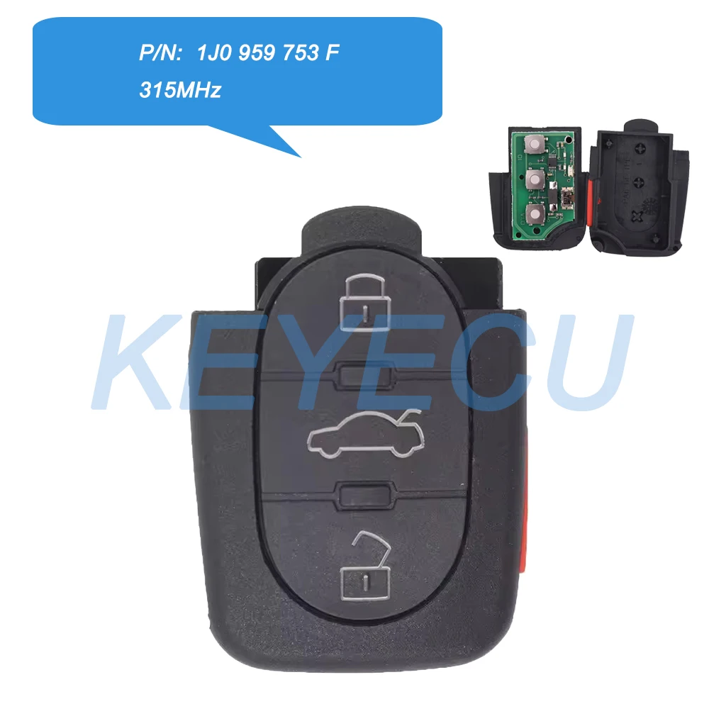 Брелок-ключ Keyecu 1J0 959 753 F с 3+1 кнопками, 315 МГц для Volkswagen, Seat, Skoda 1J0959753F, только нижняя часть
Брелок-ключ Keyecu 1J0 959 753 F с 3+1 кнопками, 315 МГц для Volkswagen, Seat, Skoda 1J0959753F, только нижняя часть