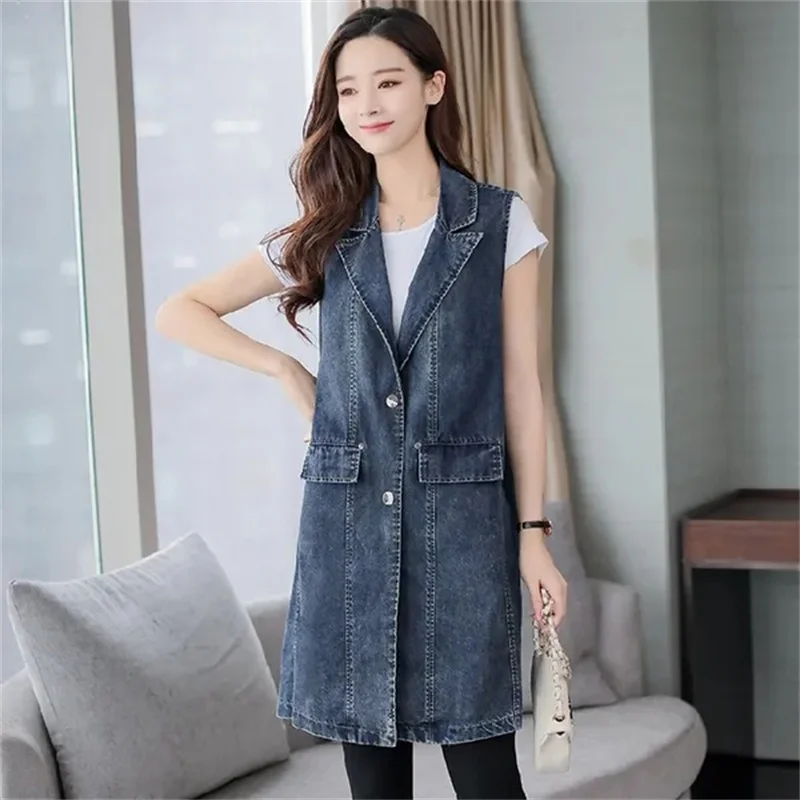 Good Quality Denim Jacket Fashion Ladies Vest Jean Vest Spring Autumn New Mid-Length Vest Jacket Sleeveless Fat Female Waistcoat
Good Quality Denim Jacket Fashion Ladies Vest Jean Vest Spring Autumn New Mid-Length Vest Jacket Sleeveless Fat Female Waistcoat