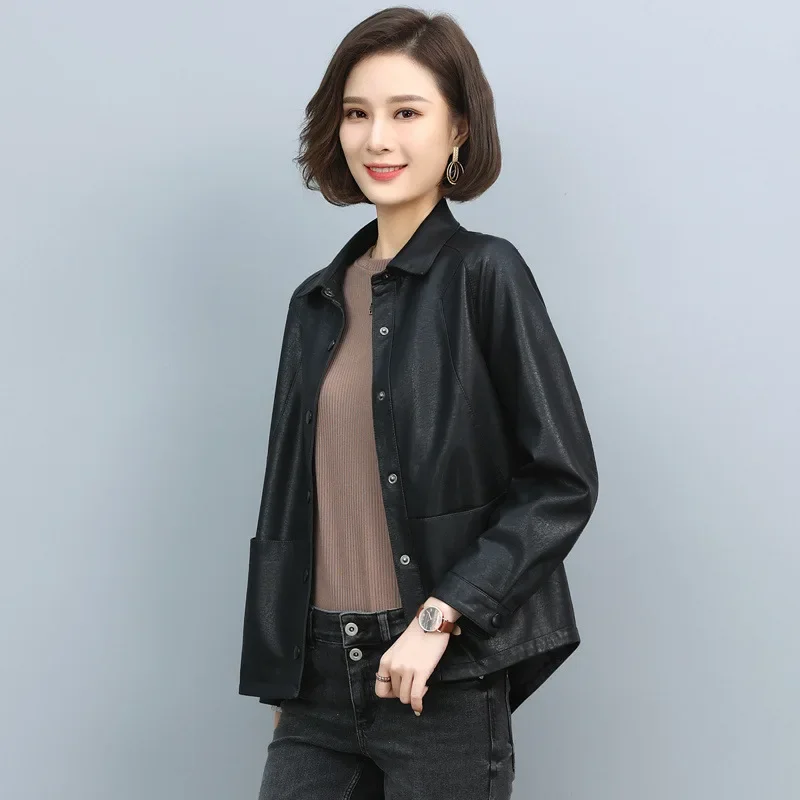Fashion Short Leather Jackets Women's Autumn New Motorcycle Leather Jacket for Women Lapel Single Breasted Coats Chaqueta Cuero
Fashion Short Leather Jackets Women's Autumn New Motorcycle Leather Jacket for Women Lapel Single Breasted Coats Chaqueta Cuero