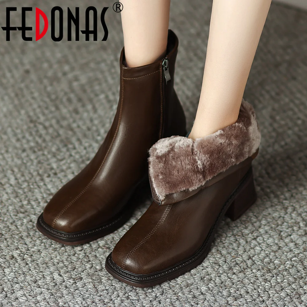 FEDONAS Winter Wool Warm Women Ankle Boots Genuine Leather Side Zipper Shoes Woman Square Toe Office Lady Working Short Boots
FEDONAS Winter Wool Warm Women Ankle Boots Genuine Leather Side Zipper Shoes Woman Square Toe Office Lady Working Short Boots