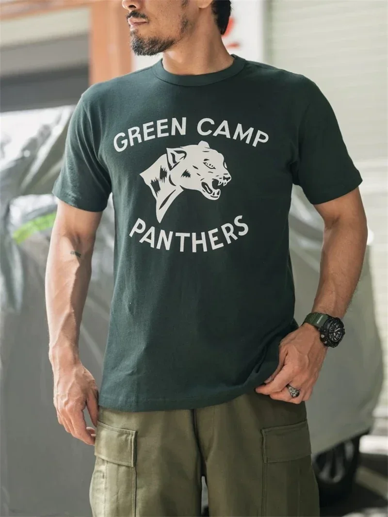 Не в наличии зеленая футболка с рисунком Camp Panther в американском стиле ретро, мужская футболка с коротким рукавом и круглым вырезом
Не в наличии зеленая футболка с рисунком Camp Panther в американском стиле ретро, мужская футболка с коротким рукавом и круглым вырезом