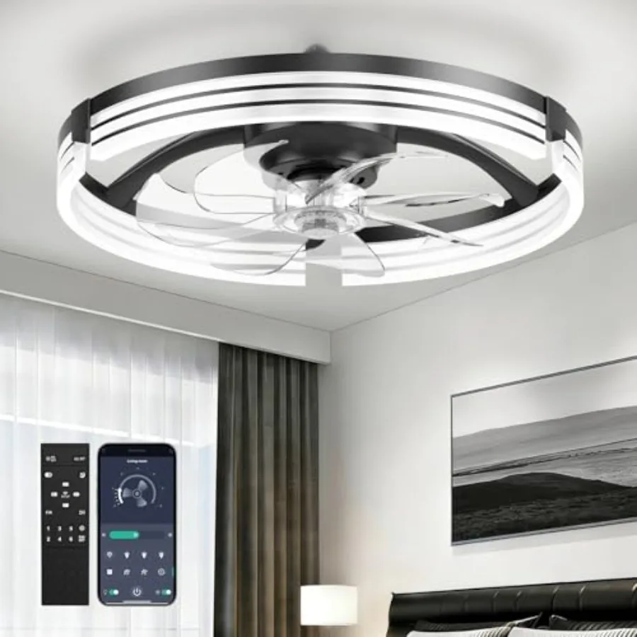 Ceiling Fans with Lights and Remote 20 Inch Low Profile Fandelier with APP Control Ultra Quiet 3CCT and 6 Wind Speeds for Bedro
Ceiling Fans with Lights and Remote 20 Inch Low Profile Fandelier with APP Control Ultra Quiet 3CCT and 6 Wind Speeds for Bedro