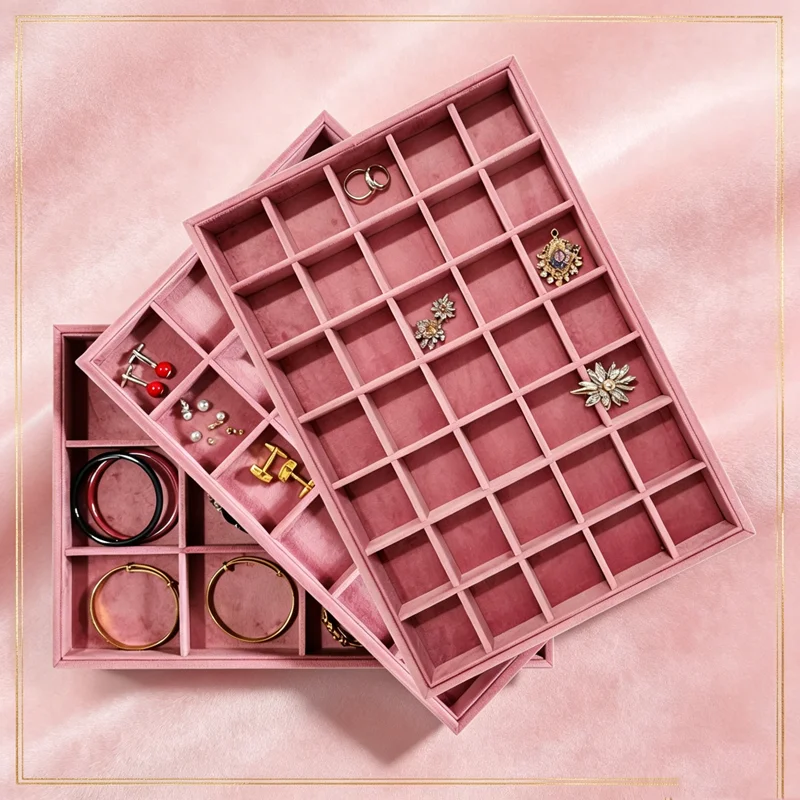 Pink Velvet Large-Capacity Jewelry Tray for Storing and Displaying Rings Earrings Pendants Necklaces and Bracelets
Pink Velvet Large-Capacity Jewelry Tray for Storing and Displaying Rings Earrings Pendants Necklaces and Bracelets