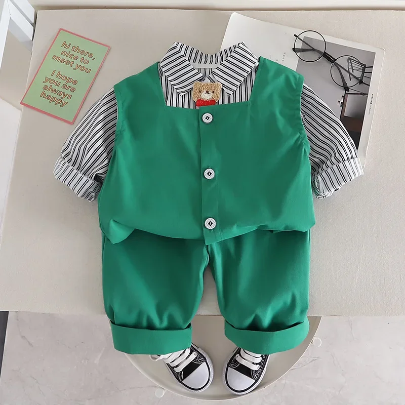 New Autumn Baby Clothes Suit Children Vest Long Sleeved Shirt Pants 3Pcs/Sets Kids Boys Clothing Infant Casual Striped Costume
New Autumn Baby Clothes Suit Children Vest Long Sleeved Shirt Pants 3Pcs/Sets Kids Boys Clothing Infant Casual Striped Costume