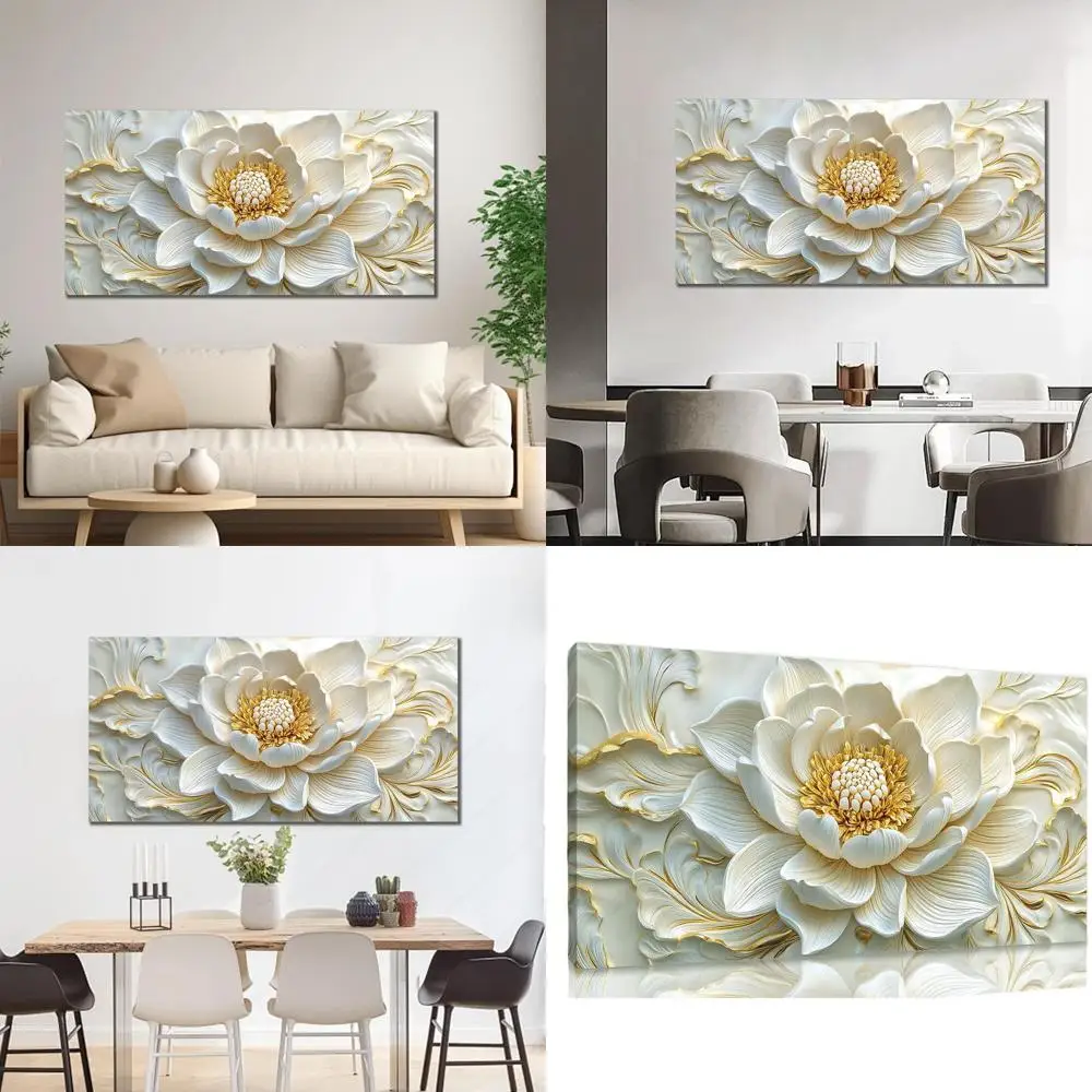 Большое белое холщовое панно с цветочным узором - Золотые цветы для гостиной, спальни, офиса - 20x40, готово к подвешиванию
Большое белое холщовое панно с цветочным узором - Золотые цветы для гостиной, спальни, офиса - 20x40, готово к подвешиванию