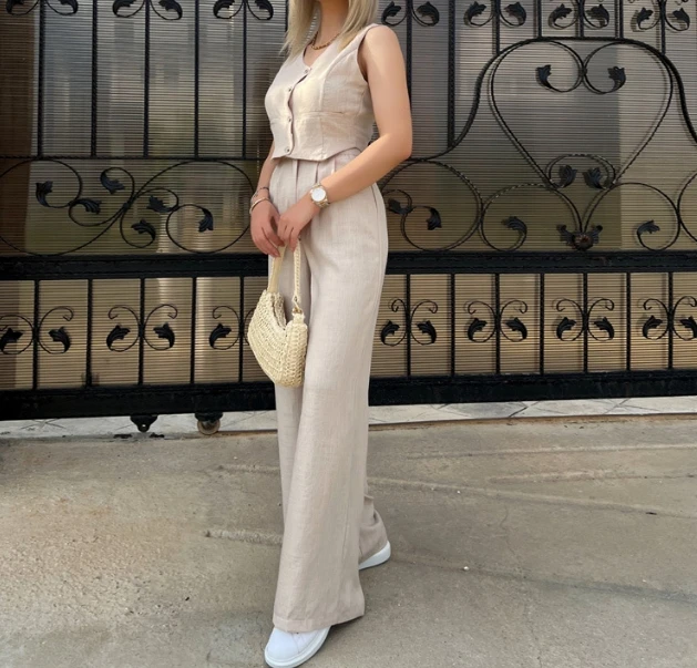Pants Set Women 2 Piece Solid Color Temperament Commuting Pockets Casual Vest Top Long Pants Fashion Two-Piece Set for Summer
Pants Set Women 2 Piece Solid Color Temperament Commuting Pockets Casual Vest Top Long Pants Fashion Two-Piece Set for Summer