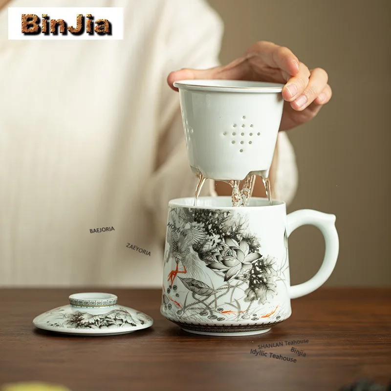 400ml Grisaille Painting Lotus Filter Tea Separator Cup Retro Tea Mug With Infuser Household Tea Brewing Office Water Cup Craft
400ml Grisaille Painting Lotus Filter Tea Separator Cup Retro Tea Mug With Infuser Household Tea Brewing Office Water Cup Craft