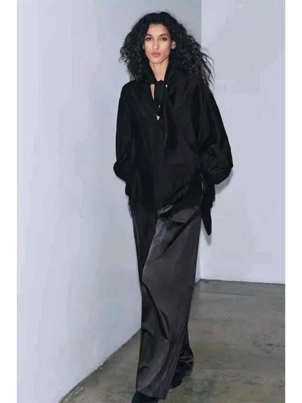 Women's Summer Shirt V-Neck Long Sleeve Knot Decor Straight Hemline Casual Style Polyester Fiber Resistant to Defor...
Women's Summer Shirt V-Neck Long Sleeve Knot Decor Straight Hemline Casual Style Polyester Fiber Resistant to Defor...