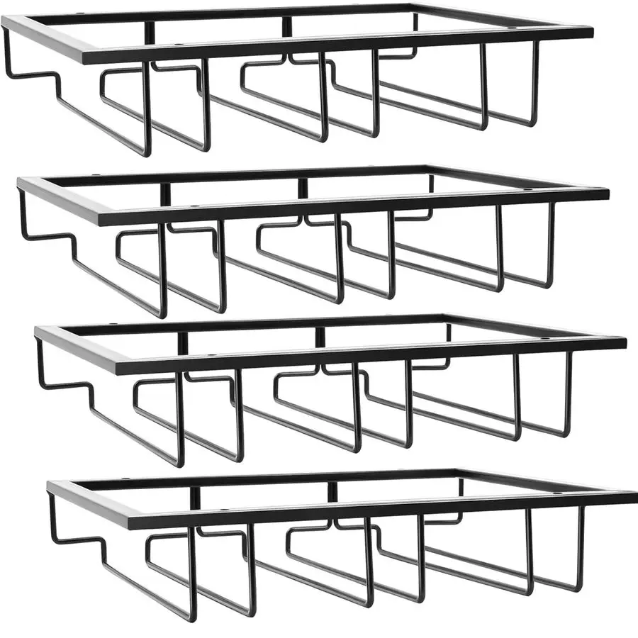 Cabinet Wine Stemware Holder, 4 Pack Black Metal Wine Glass Rack, 3 Rows Hanger, Storage for Kitchen Bar
Cabinet Wine Stemware Holder, 4 Pack Black Metal Wine Glass Rack, 3 Rows Hanger, Storage for Kitchen Bar