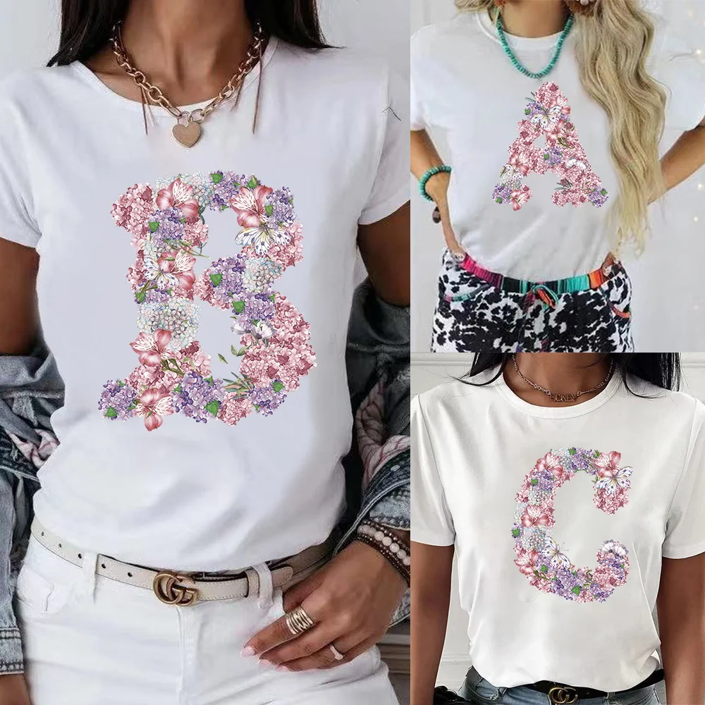 Fashion T-shirt White Women's 26 Rose Flower Letters Printing Pattern Series Casual Round Neck Commuter Comfortable Top T-shirt
Fashion T-shirt White Women's 26 Rose Flower Letters Printing Pattern Series Casual Round Neck Commuter Comfortable Top T-shirt