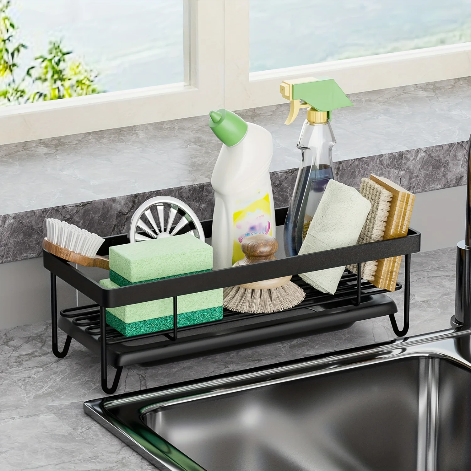 1pc Sink Caddy with Removable Drip Tray - Kitchen Sponge Holder and Dish Soap Organizer for Countertop or Over Faucet - Convenie
1pc Sink Caddy with Removable Drip Tray - Kitchen Sponge Holder and Dish Soap Organizer for Countertop or Over Faucet - Convenie