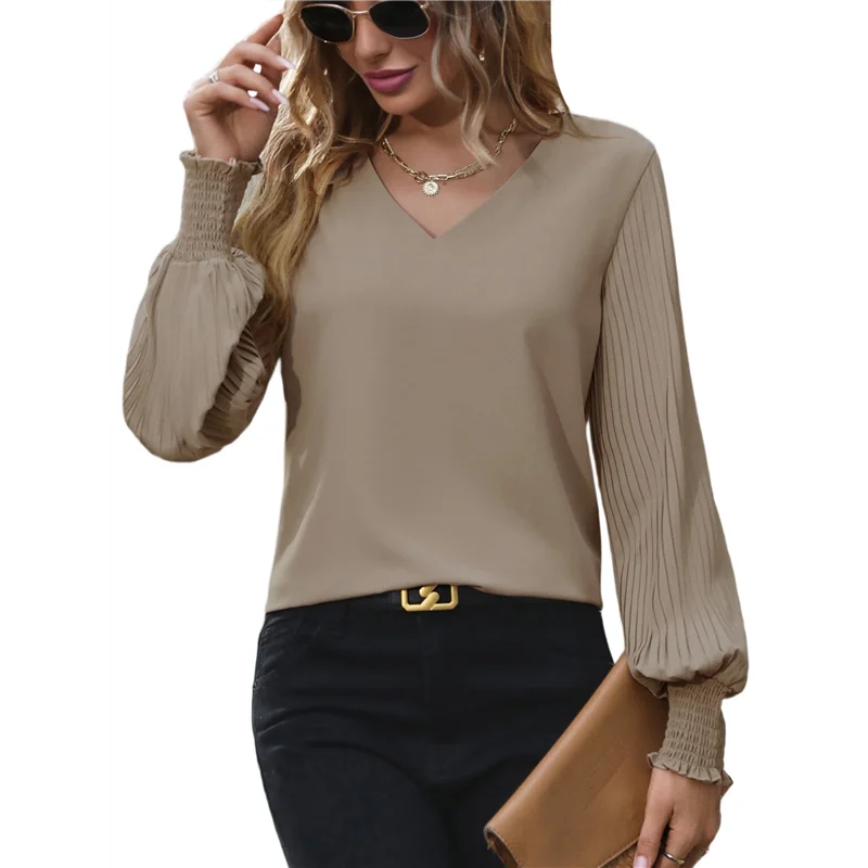 ABP-Женская повседневная простая рубашка с v-образным вырезом и длинными рукавами, однотонный плиссированный пуловер с рукавами-фонариками, топы цвета хаки XL
ABP-Женская повседневная простая рубашка с v-образным вырезом и длинными рукавами, однотонный плиссированный пуловер с рукавами-фонариками, топы цвета хаки XL