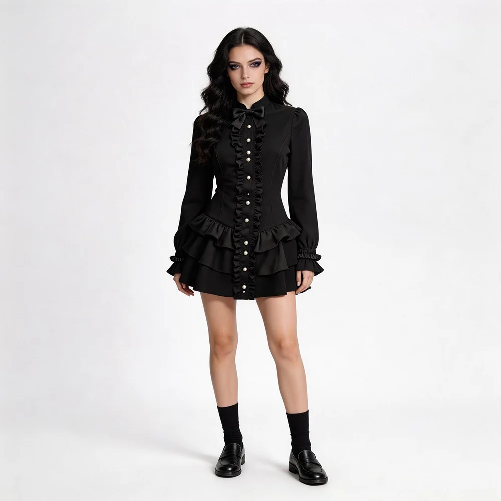 Black Gothic Short Skirt Halloween Cosplay Long Sleeve Dark Renaissance Women's Fashion Stage Costume Ethnic Wear
Black Gothic Short Skirt Halloween Cosplay Long Sleeve Dark Renaissance Women's Fashion Stage Costume Ethnic Wear