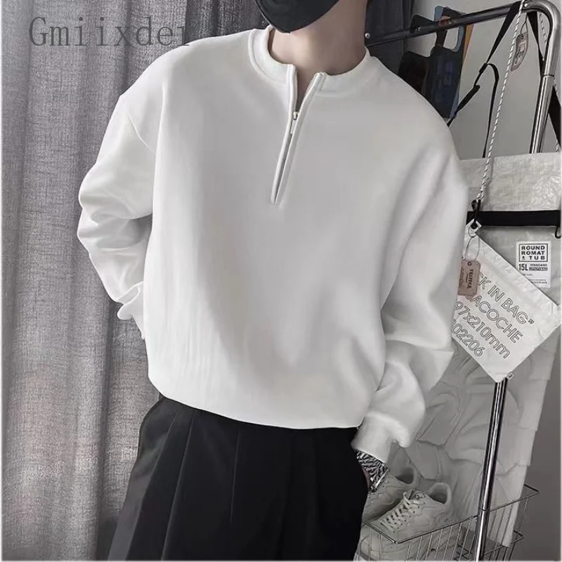 White Half Zippered T-shirt 2023 Spring Autumn O-neck Simple Long Sleeved New Streetwear Handsome Sweatshirt
White Half Zippered T-shirt 2023 Spring Autumn O-neck Simple Long Sleeved New Streetwear Handsome Sweatshirt