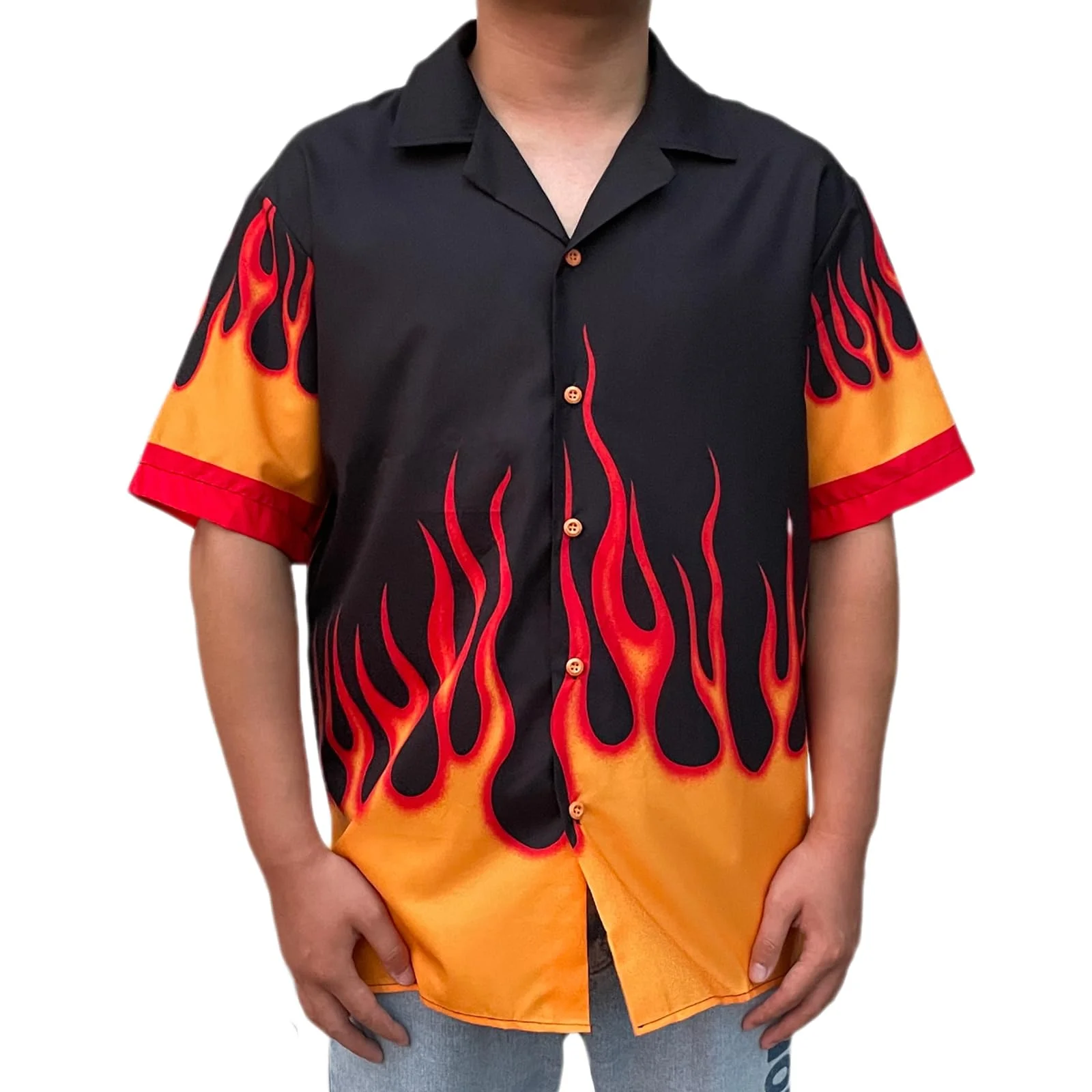 Button Down Flame Shirt for Men Women Oversized Short Sleeve T-Shirt
Button Down Flame Shirt for Men Women Oversized Short Sleeve T-Shirt