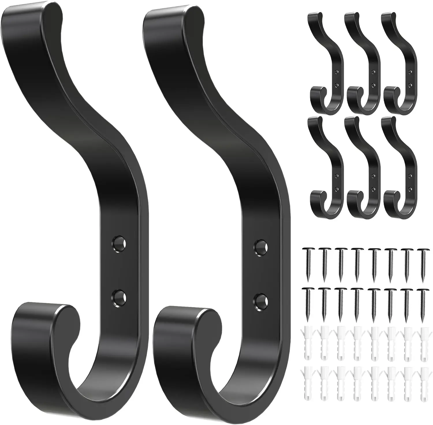 Heavy Duty Wall Mounted Coat Hooks 8-Pack - Rustproof Metal Hangers for Hanging Coats, Bags & Towels
Heavy Duty Wall Mounted Coat Hooks 8-Pack - Rustproof Metal Hangers for Hanging Coats, Bags & Towels