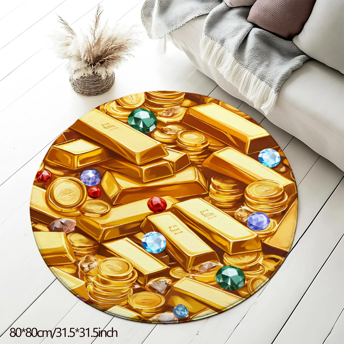 Flannel Printed Round Rug With Gold Bars And Gems Design For Yoga Meditation And Home Decor Soft Floor Mat Luxury Theme
Flannel Printed Round Rug With Gold Bars And Gems Design For Yoga Meditation And Home Decor Soft Floor Mat Luxury Theme