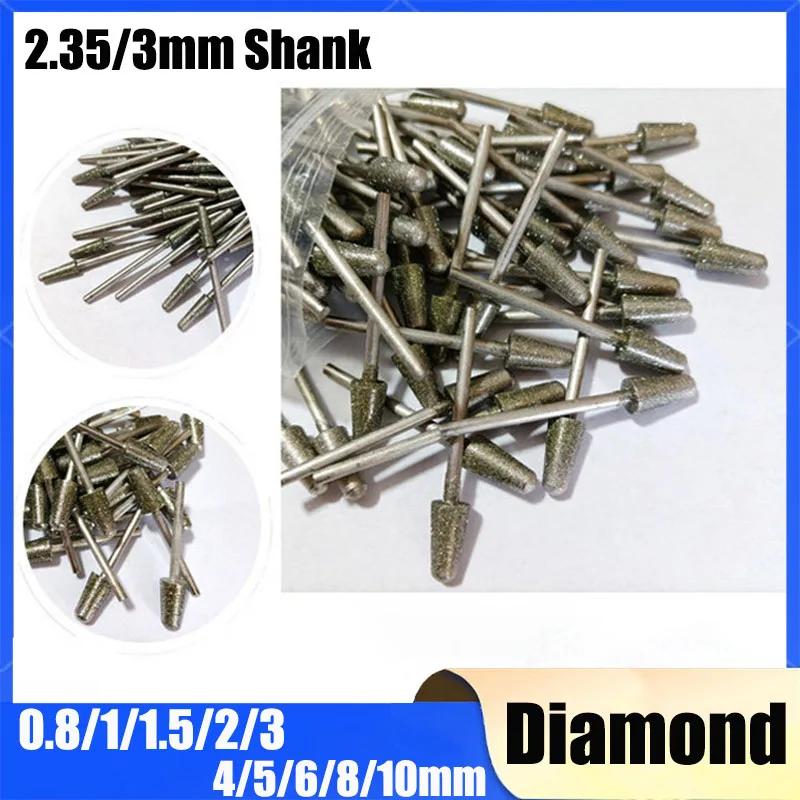 10/50Pcs Bullet-Shaped Diamond Grinding Bits Shank Diameter:2.35/3mm Jade / Metal Grinding Tools Bit Diameter:0.8-10mm
10/50Pcs Bullet-Shaped Diamond Grinding Bits Shank Diameter:2.35/3mm Jade / Metal Grinding Tools Bit Diameter:0.8-10mm