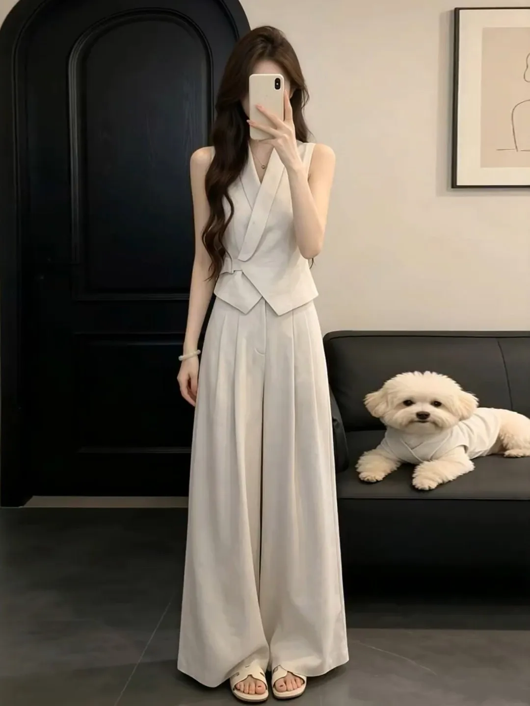 Korean Style Casual Fashion Set with Top And Wide Leg Pants Whole Suite Elegant Summer Outfit for Women Cotton Blend
Korean Style Casual Fashion Set with Top And Wide Leg Pants Whole Suite Elegant Summer Outfit for Women Cotton Blend
