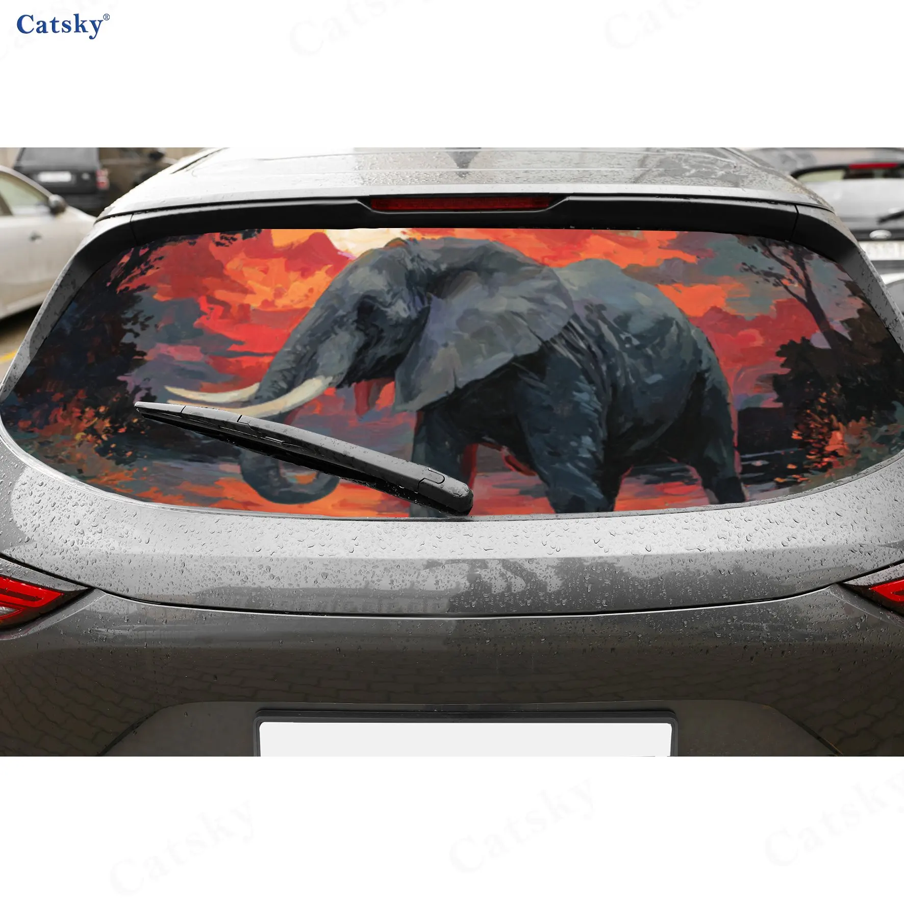 Dreamy Elephant in a Sunset Realm PVC Perforated Car Vinyl Wraps, Durable Car Rear Windshield Sticker, Waterproof Car Rear Windo
Dreamy Elephant in a Sunset Realm PVC Perforated Car Vinyl Wraps, Durable Car Rear Windshield Sticker, Waterproof Car Rear Windo