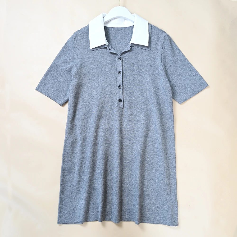 Commute Style Women's Knitted Short Sleeve Dress Stand Collar A-Line Design Double Layer Flip Collar Commute New Model Dress
Commute Style Women's Knitted Short Sleeve Dress Stand Collar A-Line Design Double Layer Flip Collar Commute New Model Dress