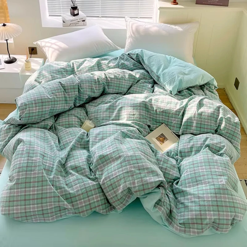 2025 New All-cotton Yarn-dyed AB Version Washed Single Quilt Cover Printed Plaid Duvet Cover Skin Friendly Breathable Bedding 
2025 New All-cotton Yarn-dyed AB Version Washed Single Quilt Cover Printed Plaid Duvet Cover Skin Friendly Breathable Bedding