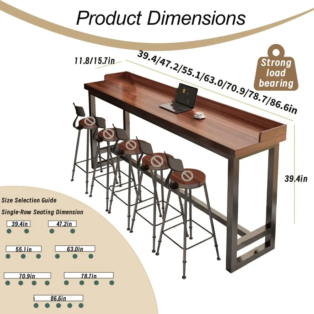Bar Table, 39.486.6in Long Narrow High Top Tables, Sturdy Wood amp Metal Frame Counter Height Pub Table with Multiple Designs f
Bar Table, 39.486.6in Long Narrow High Top Tables, Sturdy Wood amp Metal Frame Counter Height Pub Table with Multiple Designs f